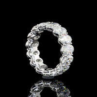14K White Gold Eternity Band with 15 Oval Cut Lab Diamonds - 7.34 Carats Total Diamond Weight, G-H VS1 - Covaloro Fine Jewelry