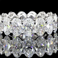 14K White Gold Eternity Band with 15 Oval Cut Lab Diamonds - 7.34 Carats Total Diamond Weight, G-H VS1 - Covaloro Fine Jewelry