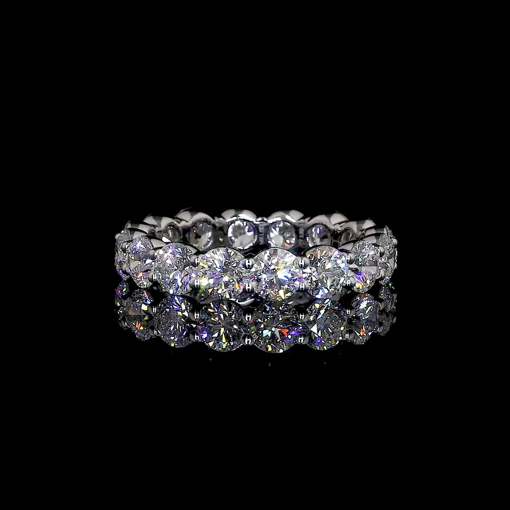 14K White Gold Eternity Band with 16 Prong Set Round Lab Diamonds - 3.69 Carats Total Diamond Weight - Covaloro Fine Jewelry