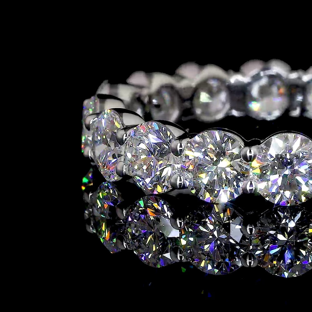 14K White Gold Eternity Band with 16 Prong Set Round Lab Diamonds - 3.69 Carats Total Diamond Weight - Covaloro Fine Jewelry