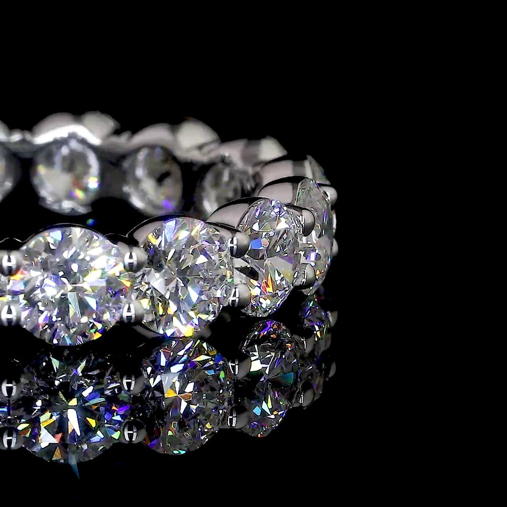 14K White Gold Eternity Band with 16 Prong Set Round Lab Diamonds - 3.69 Carats Total Diamond Weight - Covaloro Fine Jewelry