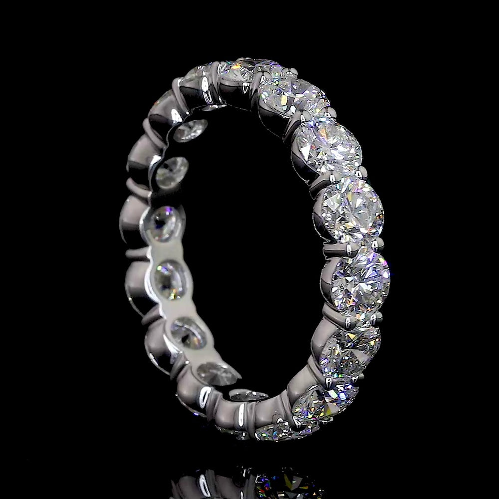 14K White Gold Eternity Band with 16 Prong Set Round Lab Diamonds - 3.69 Carats Total Diamond Weight - Covaloro Fine Jewelry