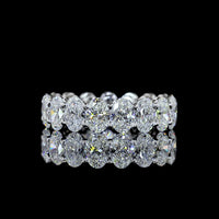 14K White Gold Eternity Band with 17 North-South Oval Cut Lab Grown Diamonds - 5.64 Carats Total Diamond Weight, E-F Color VS Clarity - Covaloro Fine Jewelry