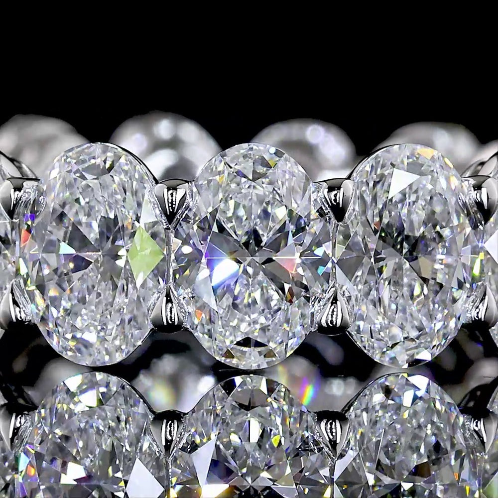14K White Gold Eternity Band with 17 North-South Oval Cut Lab Grown Diamonds - 5.64 Carats Total Diamond Weight, E-F Color VS Clarity - Covaloro Fine Jewelry