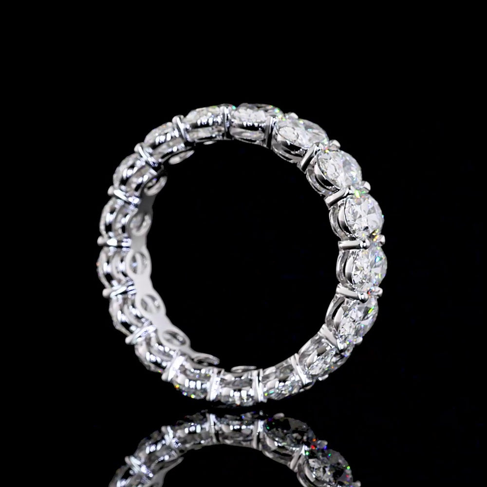 14K White Gold Eternity Band with 17 North-South Oval Cut Lab Grown Diamonds - 5.64 Carats Total Diamond Weight, E-F Color VS Clarity - Covaloro Fine Jewelry