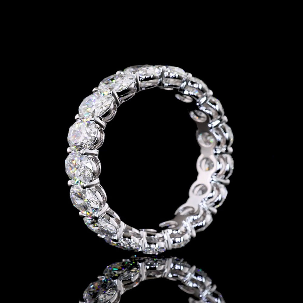 14K White Gold Eternity Band with 17 North-South Oval Cut Lab Grown Diamonds - 5.64 Carats Total Diamond Weight, E-F Color VS Clarity - Covaloro Fine Jewelry