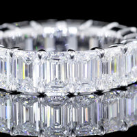 14K White Gold Eternity Band with 17 Prong-Set Emerald Cut Lab Diamonds - 7.27 Carat Total Weight, E-F Color VS1 Clarity - Covaloro Fine Jewelry