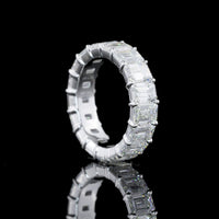 14K White Gold Eternity Band with 17 Prong-Set Emerald Cut Lab Diamonds - 7.27 Carat Total Weight, E-F Color VS1 Clarity - Covaloro Fine Jewelry