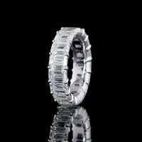 14K White Gold Eternity Band with 17 Prong-Set Emerald Cut Lab Diamonds - 7.27 Carat Total Weight, E-F Color VS1 Clarity - Covaloro Fine Jewelry
