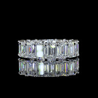 14K White Gold Eternity Band with 17 Prong-Set Emerald Cut Lab Diamonds - 8.88 Carat Total Weight, E-F Color VS1 Clarity - Covaloro Fine Jewelry