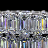 14K White Gold Eternity Band with 17 Prong-Set Emerald Cut Lab Diamonds - 8.88 Carat Total Weight, E-F Color VS1 Clarity - Covaloro Fine Jewelry