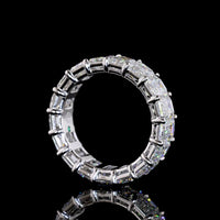 14K White Gold Eternity Band with 17 Prong-Set Emerald Cut Lab Diamonds - 8.88 Carat Total Weight, E-F Color VS1 Clarity - Covaloro Fine Jewelry