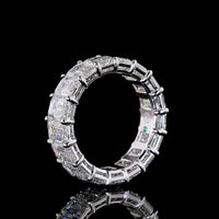 14K White Gold Eternity Band with 17 Prong-Set Emerald Cut Lab Diamonds - 8.88 Carat Total Weight, E-F Color VS1 Clarity - Covaloro Fine Jewelry