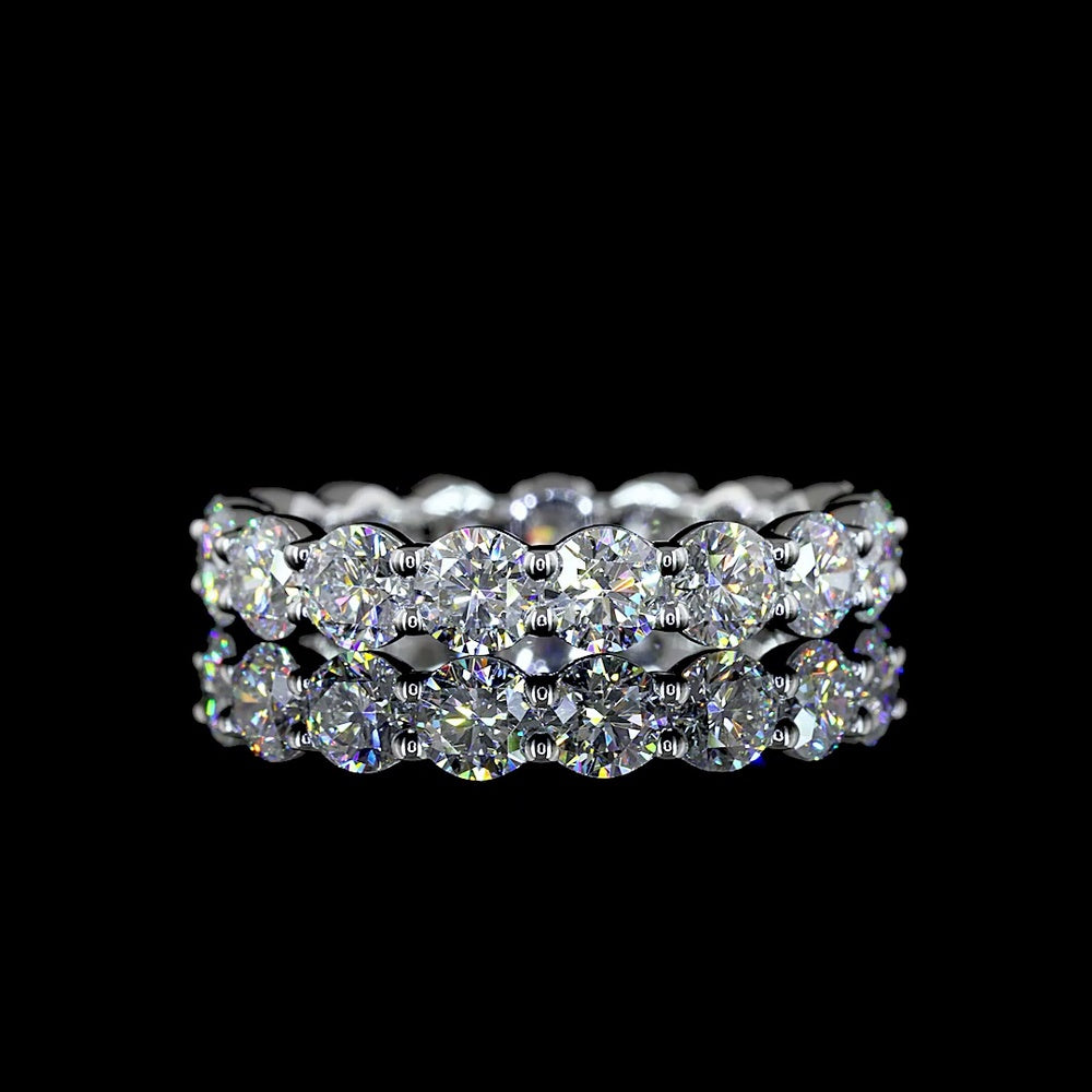 14K White Gold Eternity Band with 17 Prong-Set Round Brilliant Cut Lab Diamonds - 2.73 Carat Total Weight, E-F Color, VS Clarity - Covaloro Fine Jewelry