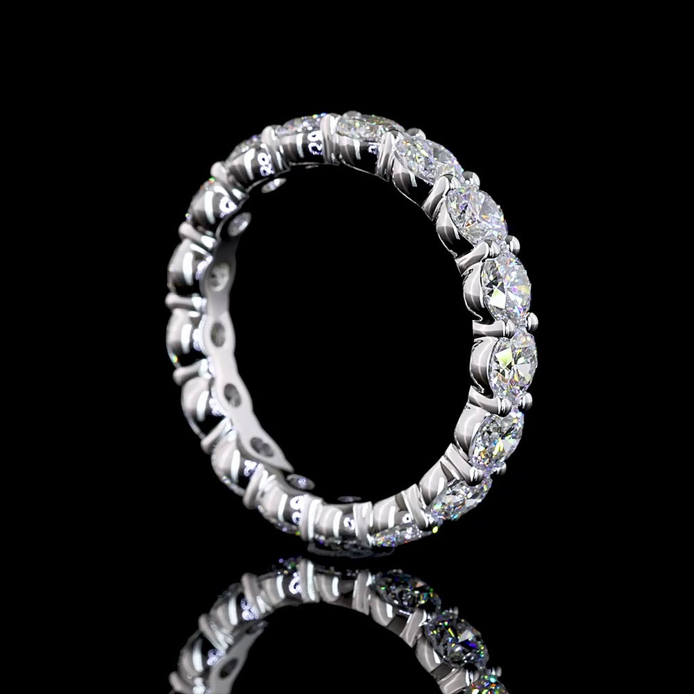 14K White Gold Eternity Band with 17 Prong-Set Round Brilliant Cut Lab Diamonds - 2.73 Carat Total Weight, E-F Color, VS Clarity - Covaloro Fine Jewelry
