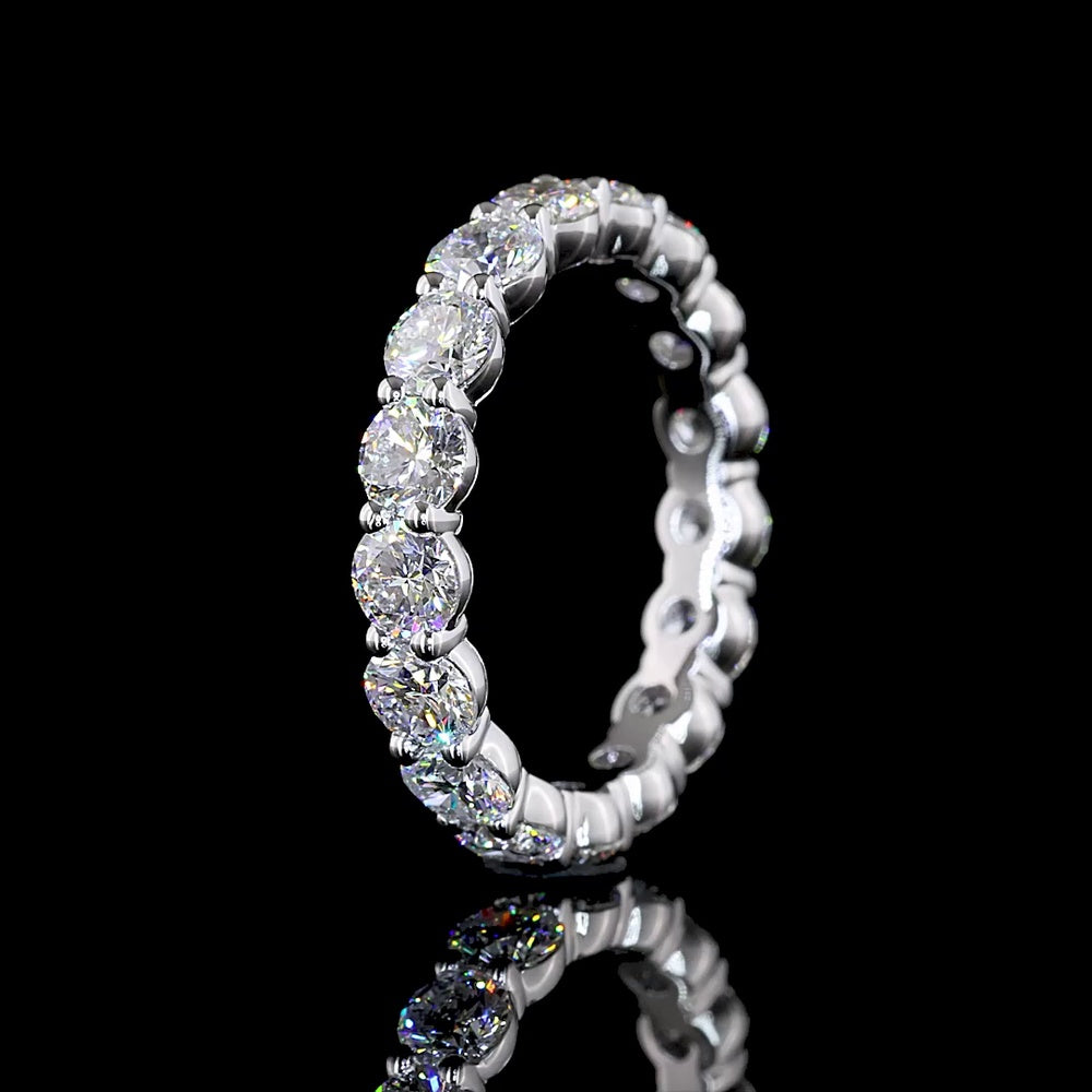 14K White Gold Eternity Band with 17 Prong-Set Round Brilliant Cut Lab Diamonds - 2.73 Carat Total Weight, E-F Color, VS Clarity - Covaloro Fine Jewelry