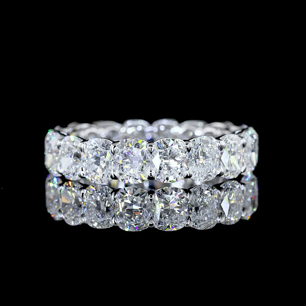 14K White Gold Eternity Band with 18 Prong-Set Cushion Brilliant Cut Lab Diamonds - 5.47 Carat Total Weight - Covaloro Fine Jewelry