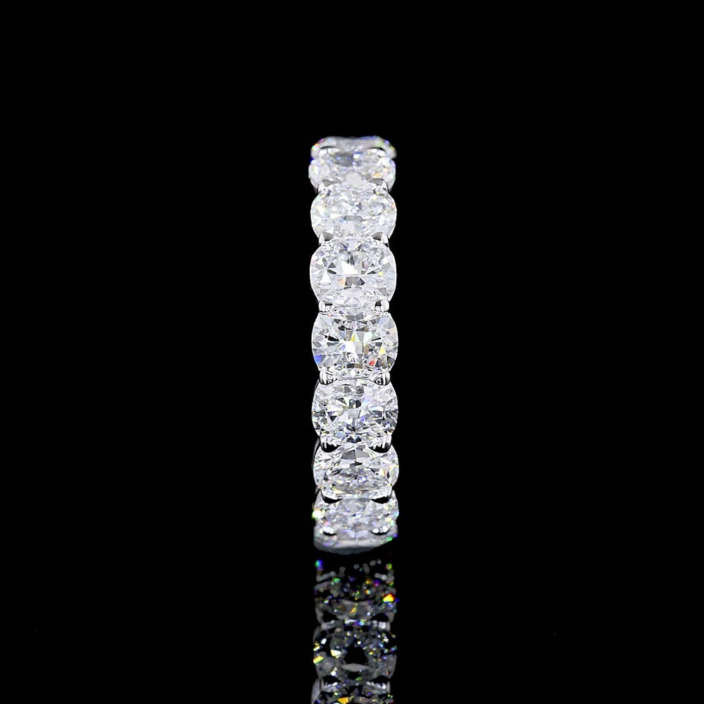 14K White Gold Eternity Band with 18 Prong-Set Cushion Brilliant Cut Lab Diamonds - 5.47 Carat Total Weight - Covaloro Fine Jewelry