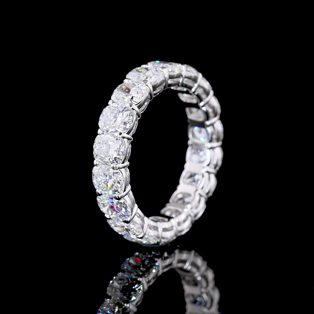 14K White Gold Eternity Band with 18 Prong-Set Cushion Brilliant Cut Lab Diamonds - 5.47 Carat Total Weight - Covaloro Fine Jewelry