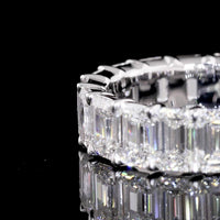 14K White Gold Eternity Band with 19 North-South Prong Set Emerald Cut Lab Diamonds - 5.45 Carats Total Diamond Weight - Covaloro Fine Jewelry