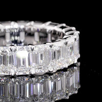 14K White Gold Eternity Band with 19 North-South Prong Set Emerald Cut Lab Diamonds - 5.45 Carats Total Diamond Weight - Covaloro Fine Jewelry