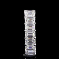 14K White Gold Eternity Band with 19 North-South Prong Set Emerald Cut Lab Diamonds - 5.45 Carats Total Diamond Weight - Covaloro Fine Jewelry
