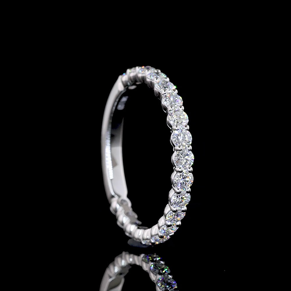 14K White Gold Eternity Band with 19 Prong-Set Round Lab Diamonds - 0.85 Carats Total Diamond Weight - Covaloro Fine Jewelry