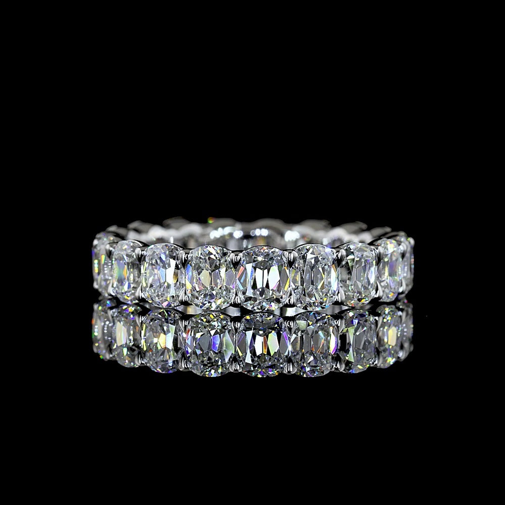 14K White Gold Eternity Band with 20 Antique Cushion Cut Lab Diamonds - 3.99 Carat Total Diamond Weight, E-F Color VS1 Clarity - Covaloro Fine Jewelry