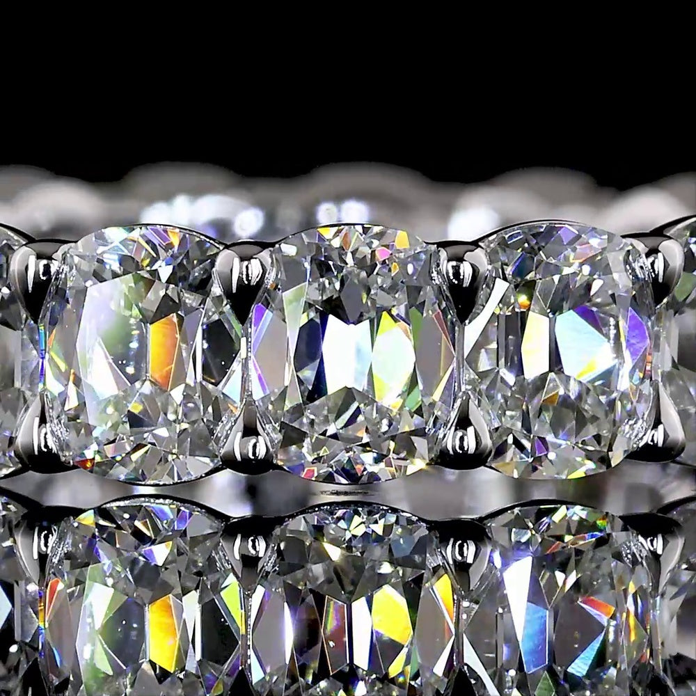 14K White Gold Eternity Band with 20 Antique Cushion Cut Lab Diamonds - 3.99 Carat Total Diamond Weight, E-F Color VS1 Clarity - Covaloro Fine Jewelry