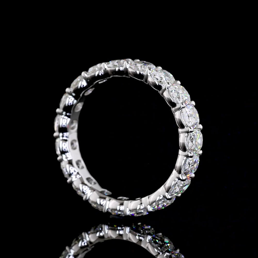 14K White Gold Eternity Band with 20 Antique Cushion Cut Lab Diamonds - 3.99 Carat Total Diamond Weight, E-F Color VS1 Clarity - Covaloro Fine Jewelry
