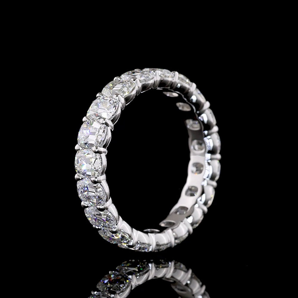 14K White Gold Eternity Band with 20 Antique Cushion Cut Lab Diamonds - 3.99 Carat Total Diamond Weight, E-F Color VS1 Clarity - Covaloro Fine Jewelry