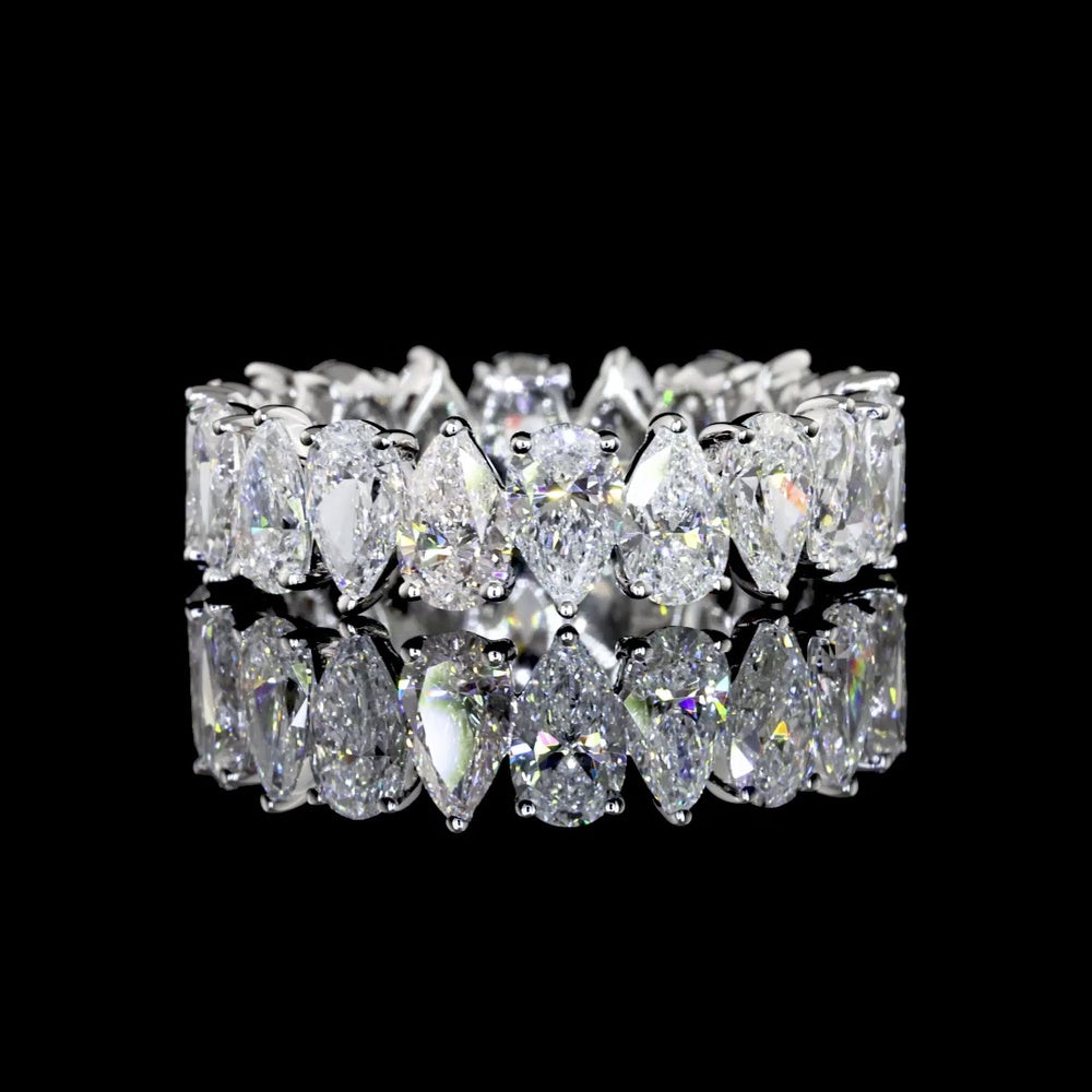 14K White Gold Eternity Band with 20 North-South Pear Shaped Lab Diamonds - 3.77 Carats Total Diamond Weight - Covaloro Fine Jewelry
