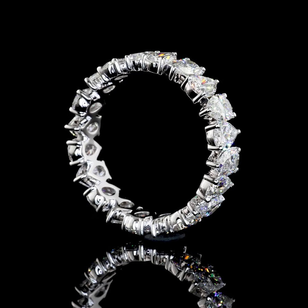 14K White Gold Eternity Band with 20 North-South Pear Shaped Lab Diamonds - 3.77 Carats Total Diamond Weight - Covaloro Fine Jewelry