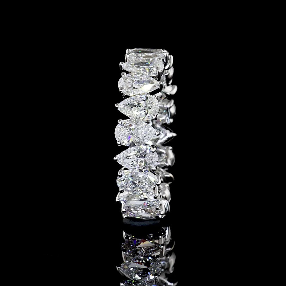 14K White Gold Eternity Band with 20 North-South Pear Shaped Lab Diamonds - 3.77 Carats Total Diamond Weight - Covaloro Fine Jewelry