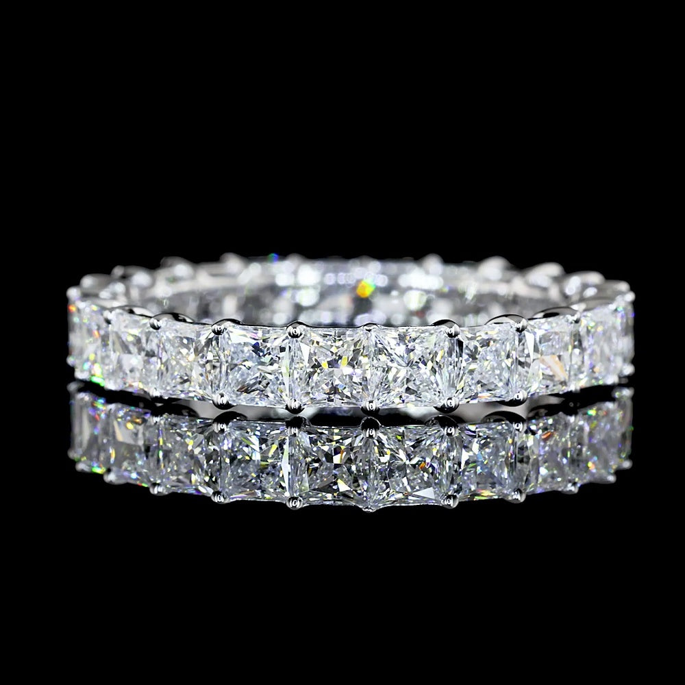 14K White Gold Eternity Band with 23 Prong-Set Princess Cut Lab Diamonds - 3.07 Carat Total Weight - Covaloro Fine Jewelry