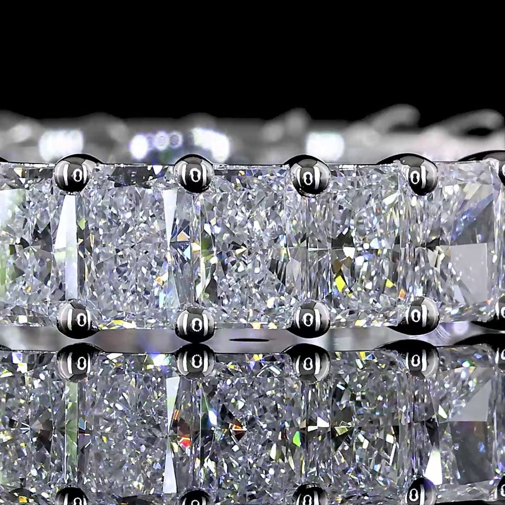 14K White Gold Eternity Band with 26 Prong-Set Radiant Cut Lab Diamonds - 2.96 Carats Total Diamond Weight - Covaloro Fine Jewelry