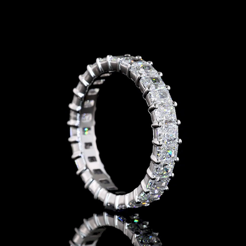 14K White Gold Eternity Band with 26 Prong-Set Radiant Cut Lab Diamonds - 2.96 Carats Total Diamond Weight - Covaloro Fine Jewelry