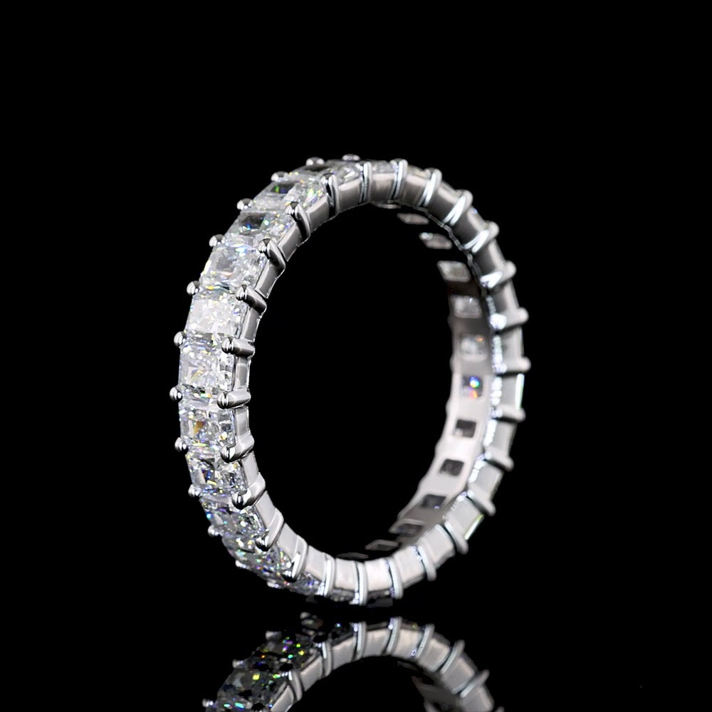 14K White Gold Eternity Band with 26 Prong-Set Radiant Cut Lab Diamonds - 2.96 Carats Total Diamond Weight - Covaloro Fine Jewelry