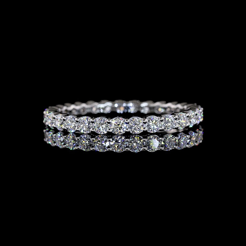 14K White Gold Eternity Band with 29 Prong-Set Round Brilliant Cut Lab Diamonds - 1.06 Carats Total Diamond Weight - Covaloro Fine Jewelry
