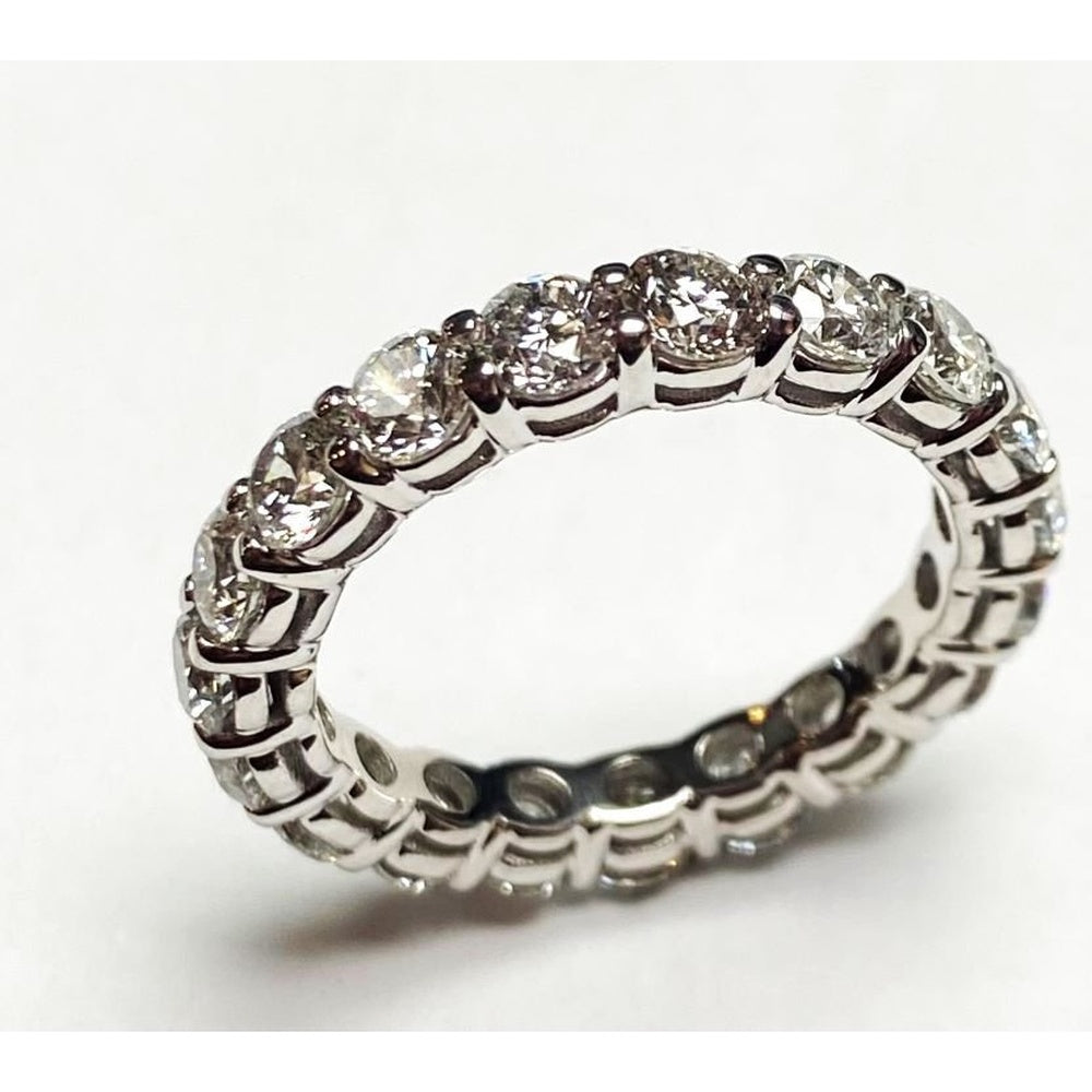 14K White Gold Eternity Band with 3-Prong Set Round Diamonds - 3.78 Carat Total Diamond Weight by Auriventus