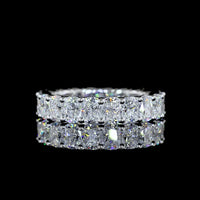 14K White Gold Eternity Band with 4.01 Carats of Prong Set Cushion Brilliant Lab Diamonds, E-F Color VS2 Clarity - Covaloro Fine Jewelry
