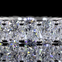 14K White Gold Eternity Band with 4.01 Carats of Prong Set Cushion Brilliant Lab Diamonds, E-F Color VS2 Clarity - Covaloro Fine Jewelry