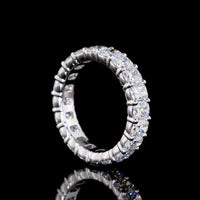 14K White Gold Eternity Band with 4.01 Carats of Prong Set Cushion Brilliant Lab Diamonds, E-F Color VS2 Clarity - Covaloro Fine Jewelry