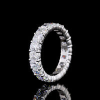 14K White Gold Eternity Band with 4.01 Carats of Prong Set Cushion Brilliant Lab Diamonds, E-F Color VS2 Clarity - Covaloro Fine Jewelry
