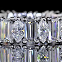 14K White Gold Eternity Band with Alternating Baguette and Marquise Lab Diamonds - 2.64 Carats Total Diamond Weight - Covaloro Fine Jewelry