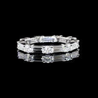 14K White Gold Eternity Band with Alternating Baguette and Round Brilliant Cut Lab Diamonds - 1.67 Carat Total Diamond Weight - Covaloro Fine Jewelry