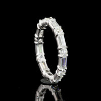 14K White Gold Eternity Band with Alternating Baguette and Round Brilliant Cut Lab Diamonds - 1.67 Carat Total Diamond Weight - Covaloro Fine Jewelry