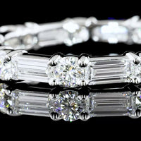 14K White Gold Eternity Band with Alternating Baguette and Round Brilliant Cut Lab Diamonds - 1.67 Carat Total Diamond Weight - Covaloro Fine Jewelry
