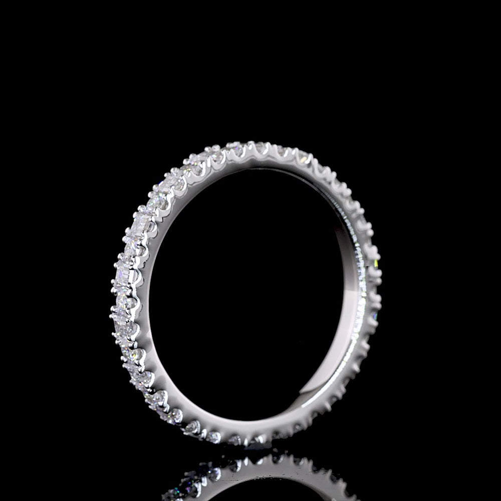 14K White Gold Eternity Band with Alternating Baguette and Round Lab Diamonds - 0.89 Carats Total Diamond Weight - Covaloro Fine Jewelry