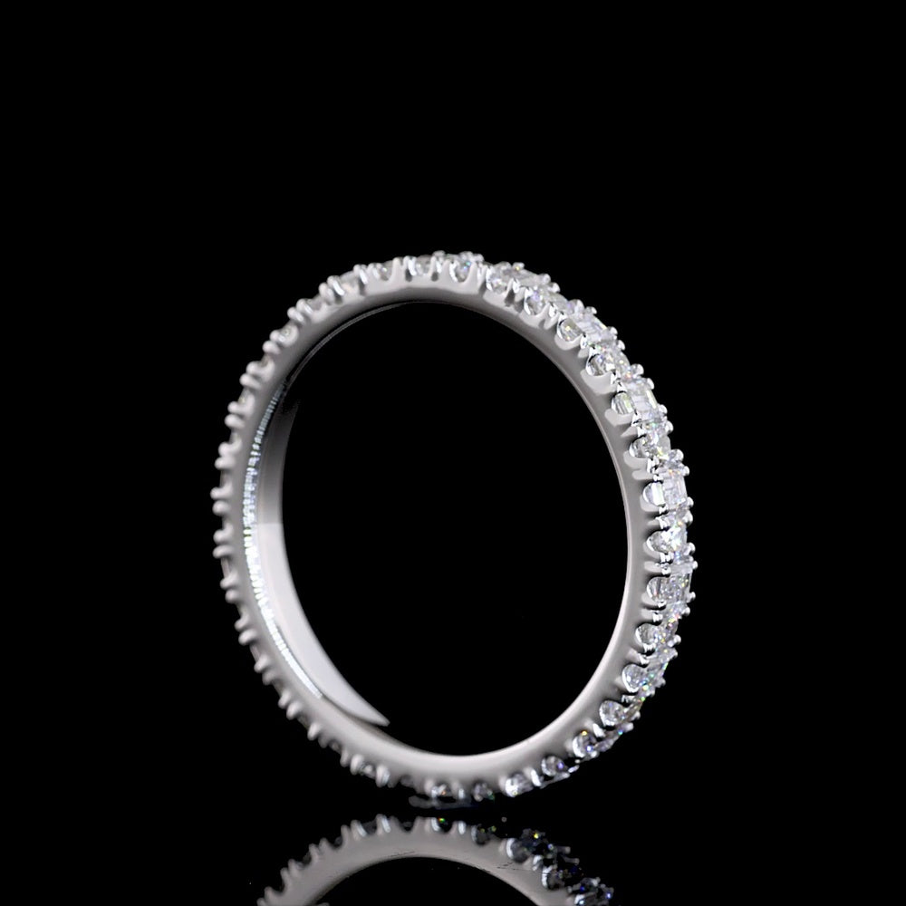 14K White Gold Eternity Band with Alternating Baguette and Round Lab Diamonds - 0.92 Total Carat Weight, E-F Color VS Clarity - Covaloro Fine Jewelry